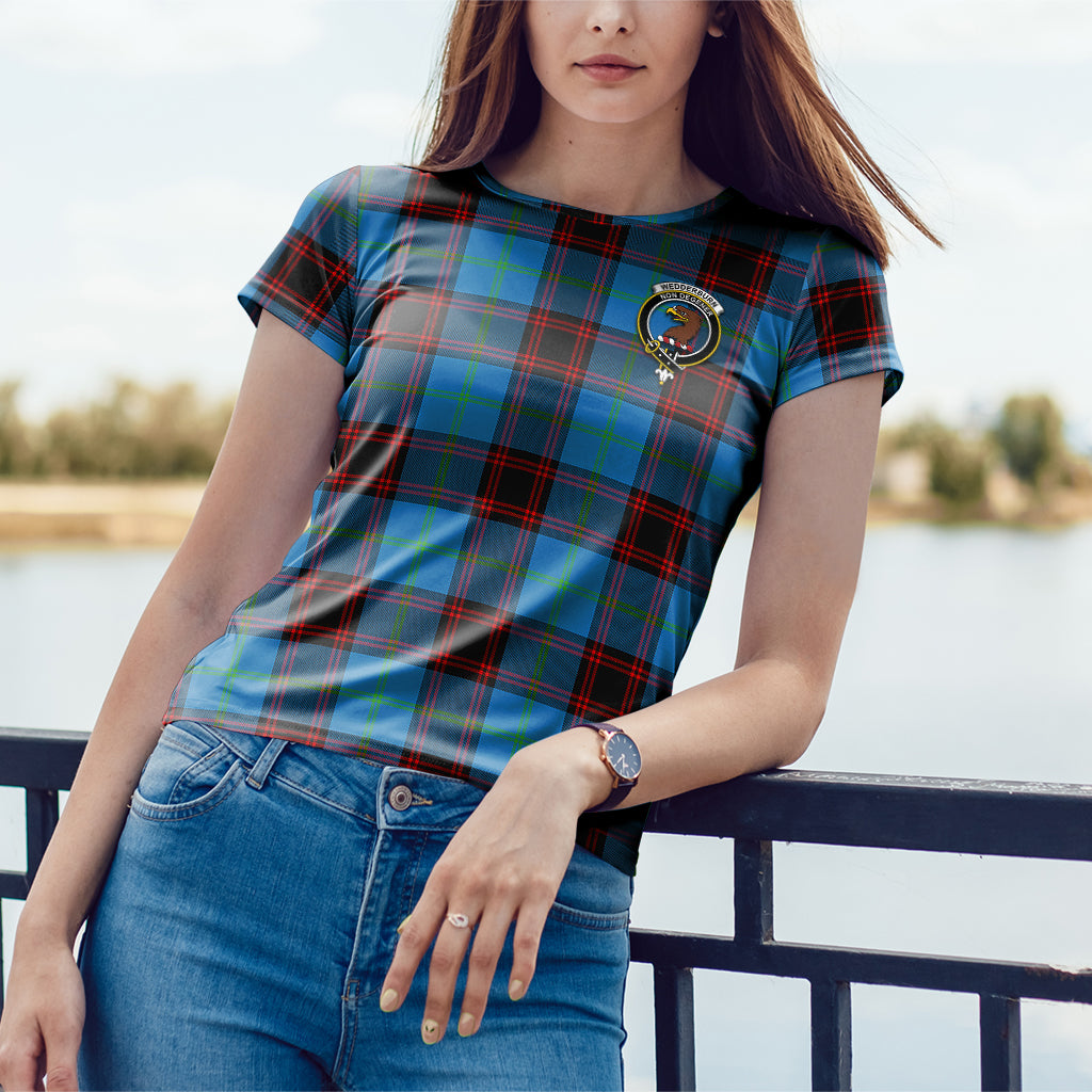 Wedderburn Tartan T-Shirt with Family Crest - Tartan Vibes Clothing