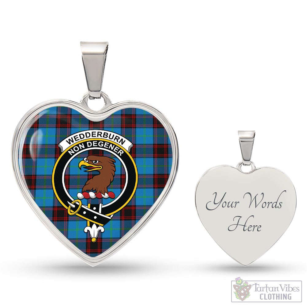 Wedderburn Tartan Heart Necklace with Family Crest Luxury Necklace (Silver) Yes - Tartan Vibes Clothing