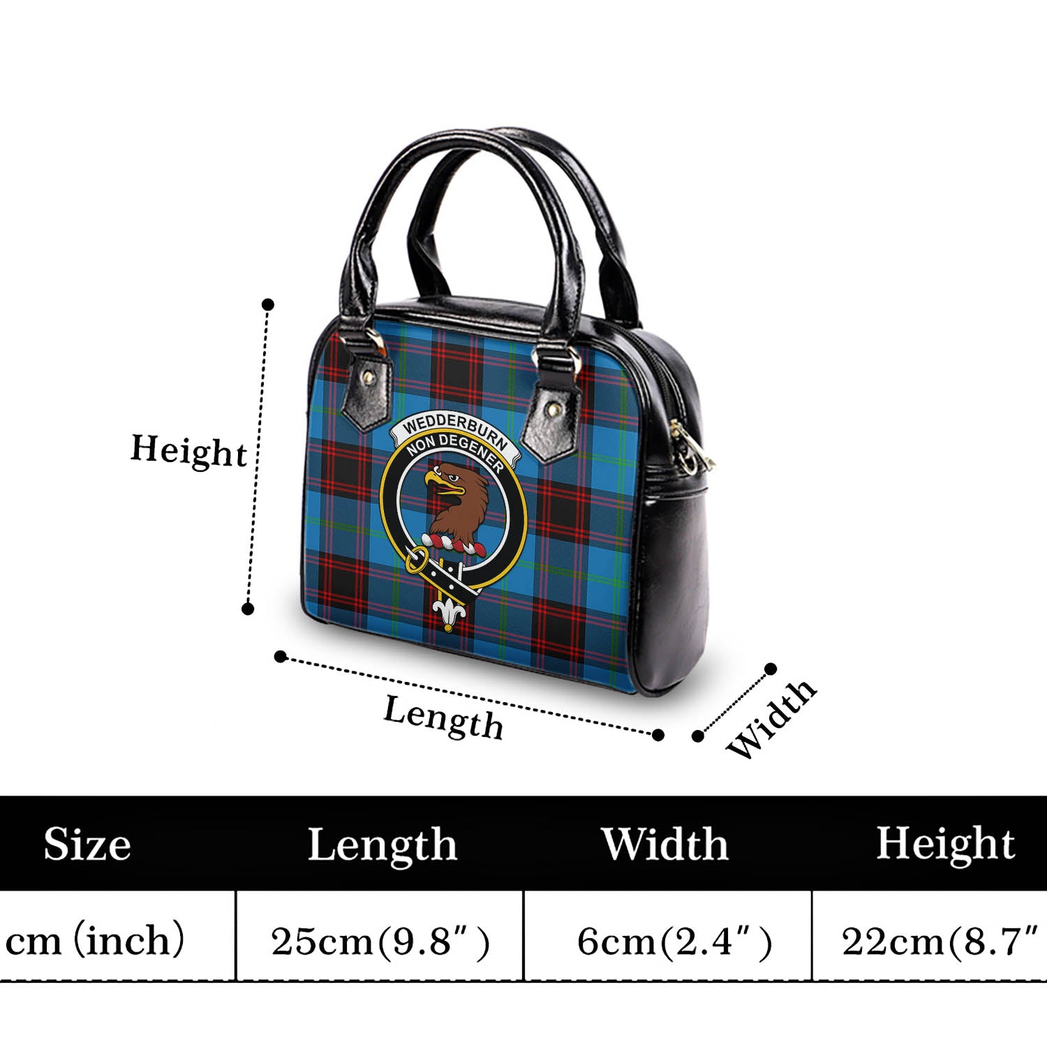 Wedderburn Tartan Shoulder Handbags with Family Crest - Tartan Vibes Clothing