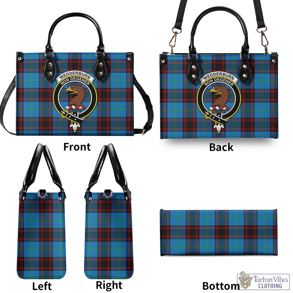 Wedderburn Tartan Luxury Leather Handbags with Family Crest - Tartan Vibes Clothing