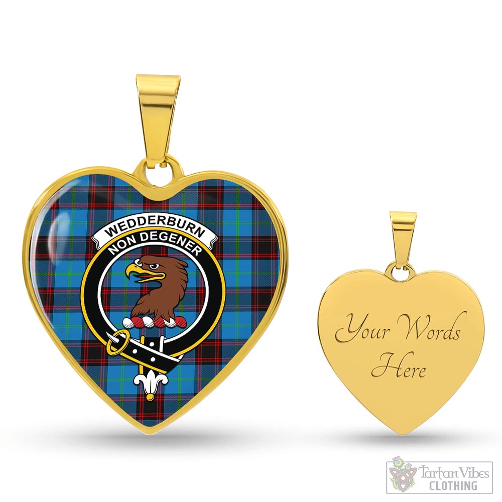 Wedderburn Tartan Heart Necklace with Family Crest Luxury Necklace (Gold) Yes - Tartan Vibes Clothing