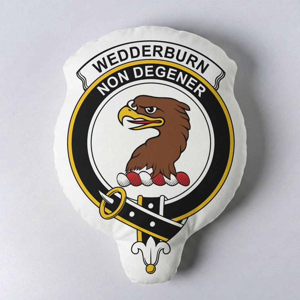 Wedderburn Clan Crest Shaped Throw Pillow, Scottish Clan Badge Decorative Pillow