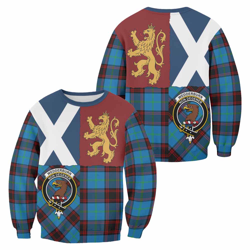 Wedderburn Crest Tartan Sweatshirt with Lion Rampant Saltire Style