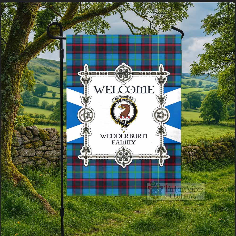 Wedderburn Family Crest Tartan Welcome Garden Flag Saltire Harmony Style - Tartan Vibes Clothing