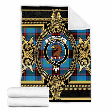 Wedderburn Scottish Tartan Crest Blanket Royal Stylized