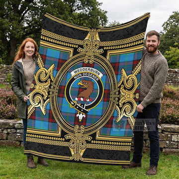 Wedderburn Scottish Tartan Crest Blanket Royal Stylized