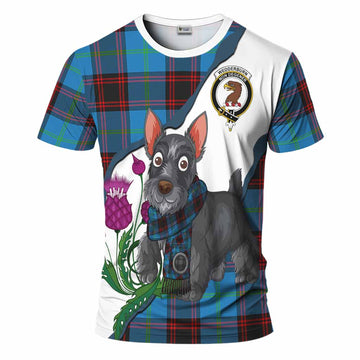 Wedderburn Scottish Terrier Tartan Crest T-Shirt Thistle Heritage Art