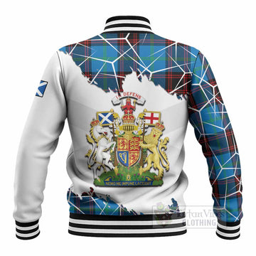 Wedderburn Tartan Baseball Jacket with Family Crest and Lion Rampant Grunge Style