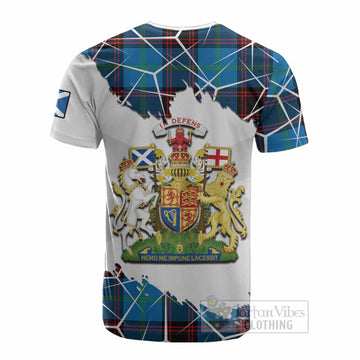 Wedderburn Tartan Cotton T-shirt with Family Crest and Lion Rampant Grunge Style