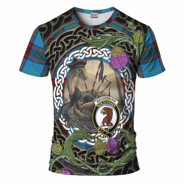 Wedderburn Tartan Crest Bagpipe Nessie T-Shirt Scottish Loch Ness Monster Celtic Thistle