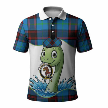 Wedderburn Tartan Crest Cute Nessie Polo Shirt Scottish Loch Ness Monster