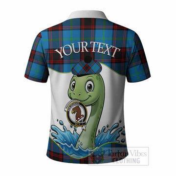 Wedderburn Tartan Crest Cute Nessie Polo Shirt Scottish Loch Ness Monster