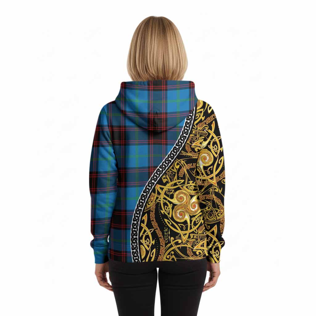 Wedderburn Tartan Crest Hoodie Celtic Knot and Triple Trickle Spiral Symbols
