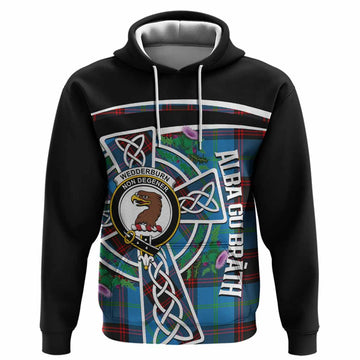 Wedderburn Tartan Crest Hoodie Scottish Thistle Celtic Cross Alba Gu Brath