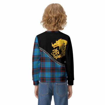 Wedderburn Tartan Crest Kid Knitted Sweatshirt Legendary Dragon Knot Half Style