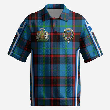 Wedderburn Tartan Crest Men’s Polo Sweater Top Scotland Coat of Arm Flag Style
