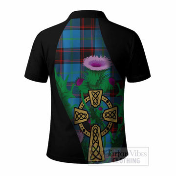 Wedderburn Tartan Crest Polo Shirt Celtic Cross Thistle Flowers
