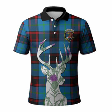 Wedderburn Tartan Crest Polo Shirt Scottish Stag Thistle Floral Art