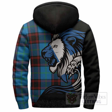 Wedderburn Tartan Crest Sherpa Hoodie Scottish Golden Lions Wave Flow
