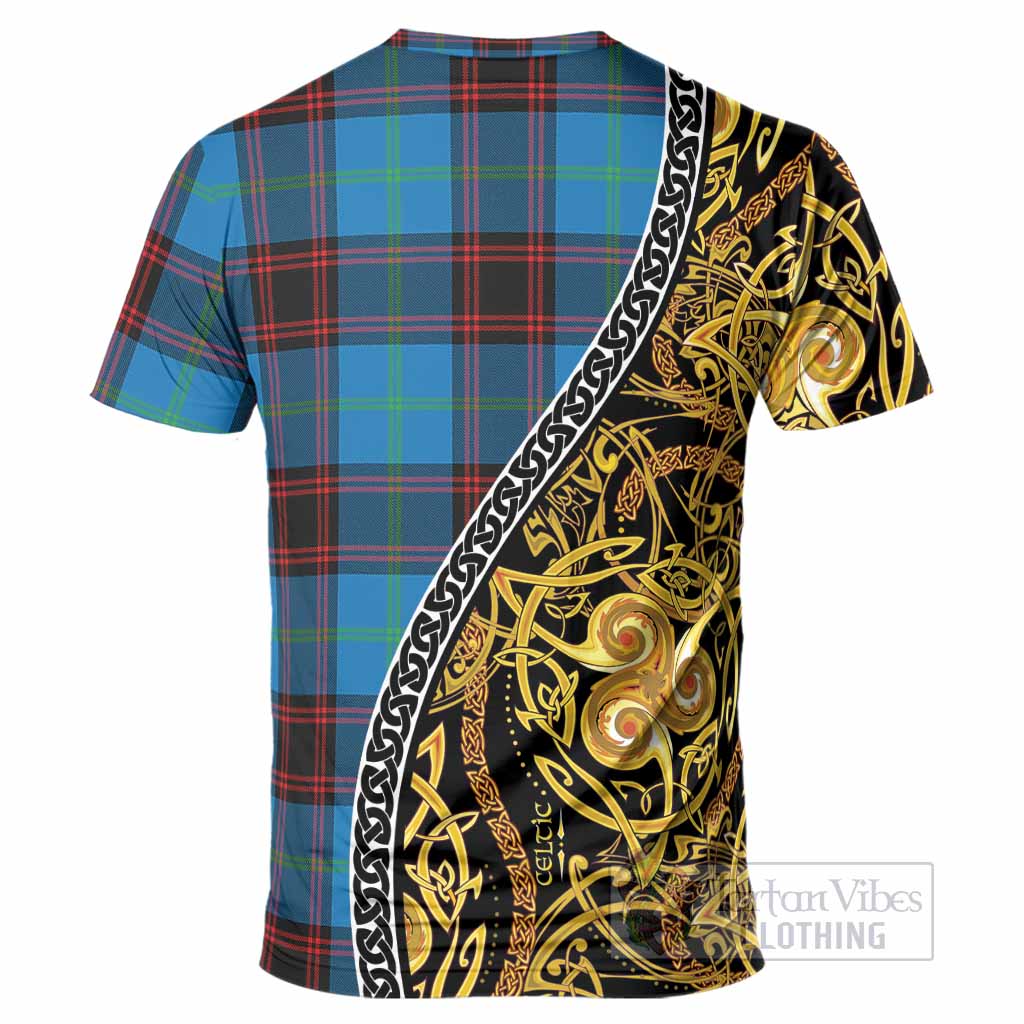 Wedderburn Tartan Crest T-Shirt Celtic Knot and Triple Trickle Spiral Symbols