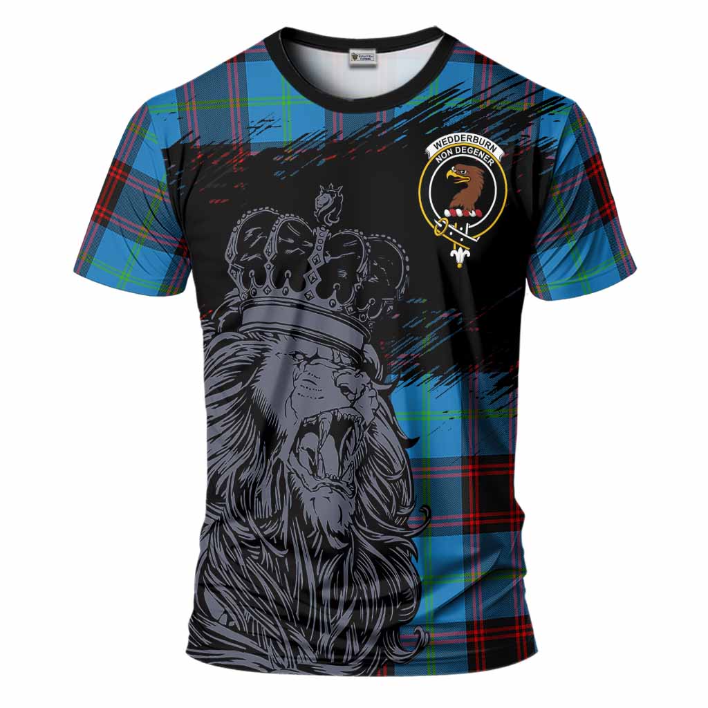 Wedderburn Tartan Crest T-Shirt Crowned Lion Heritage Style