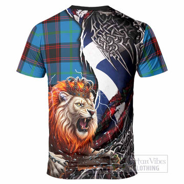 Wedderburn Tartan Crest T-Shirt Heritage Flag Grunge Celtic Knot and Lion Rampant