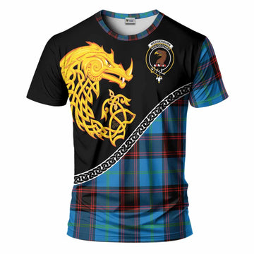 Wedderburn Tartan Crest T-Shirt Legendary Dragon Knot Half Style