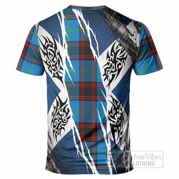 Wedderburn Tartan Crest T-Shirt Scotland Flag Ripped Tribal Design