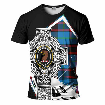 Wedderburn Tartan Crest T-Shirt Scottish Celtic Cross Heritage