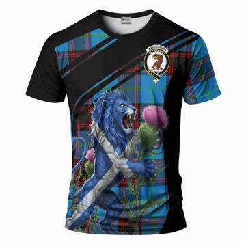 Wedderburn Tartan Crest T-Shirt Scottish Lion Rampant Thistle