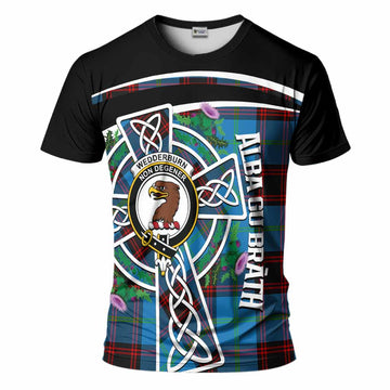 Wedderburn Tartan Crest T-Shirt Scottish Thistle Celtic Cross Alba Gu Brath