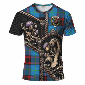 Wedderburn Tartan Crest T-Shirt Scottish Thistle Loch Ness Monster
