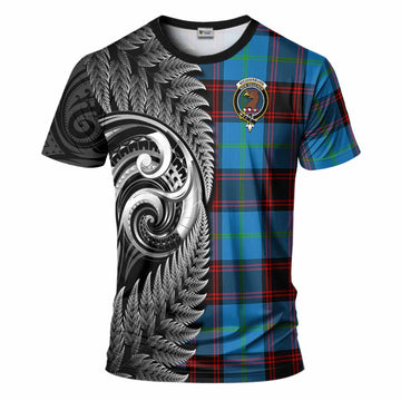 Wedderburn Tartan Crest T-Shirt With New Zealand Silver Fern Maori Koru