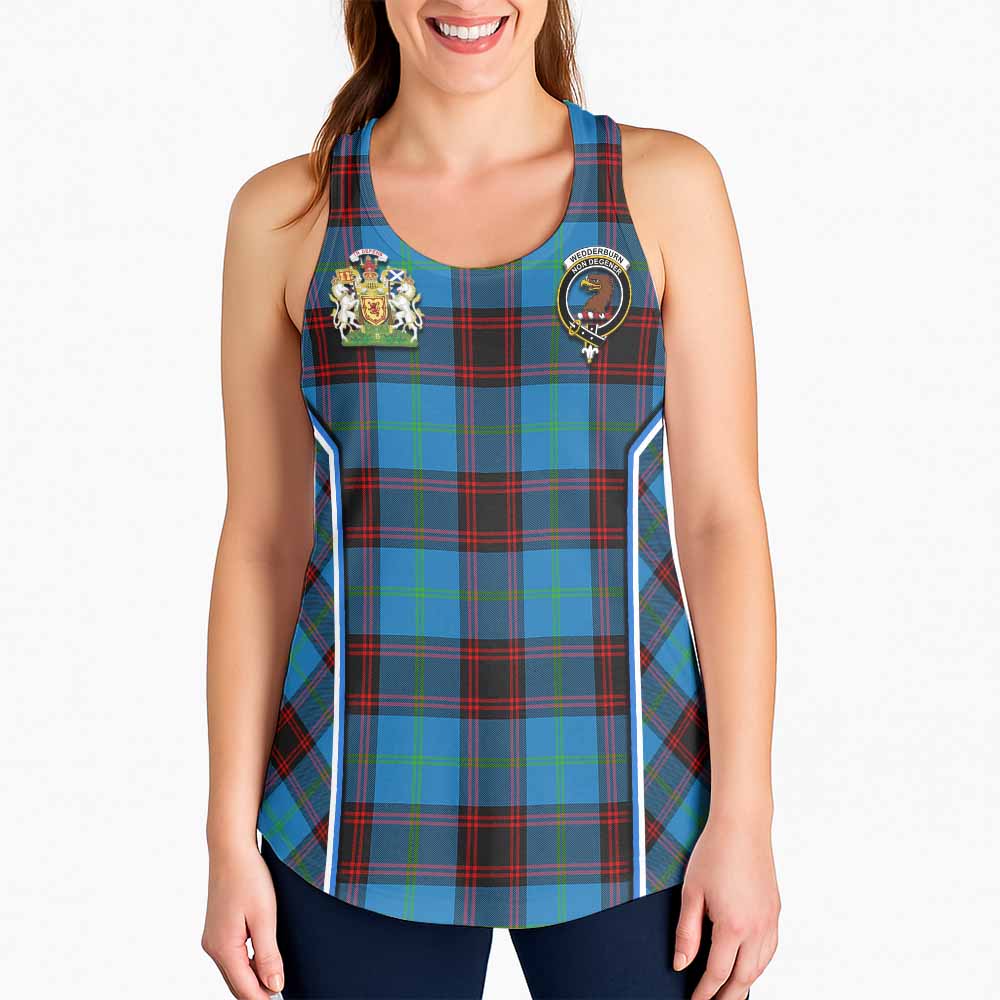 Wedderburn Tartan Crest Women Racerback Tanks Scotland Coat of Arm Flag Style - Tartan Vibes Clothing