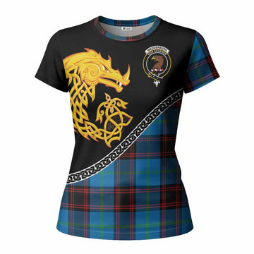 Wedderburn Tartan Crest Women T shirt Legendary Dragon Knot Half Style