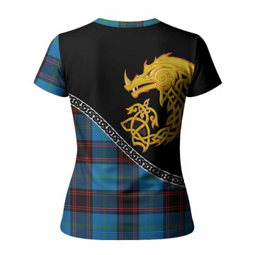 Wedderburn Tartan Crest Women T shirt Legendary Dragon Knot Half Style