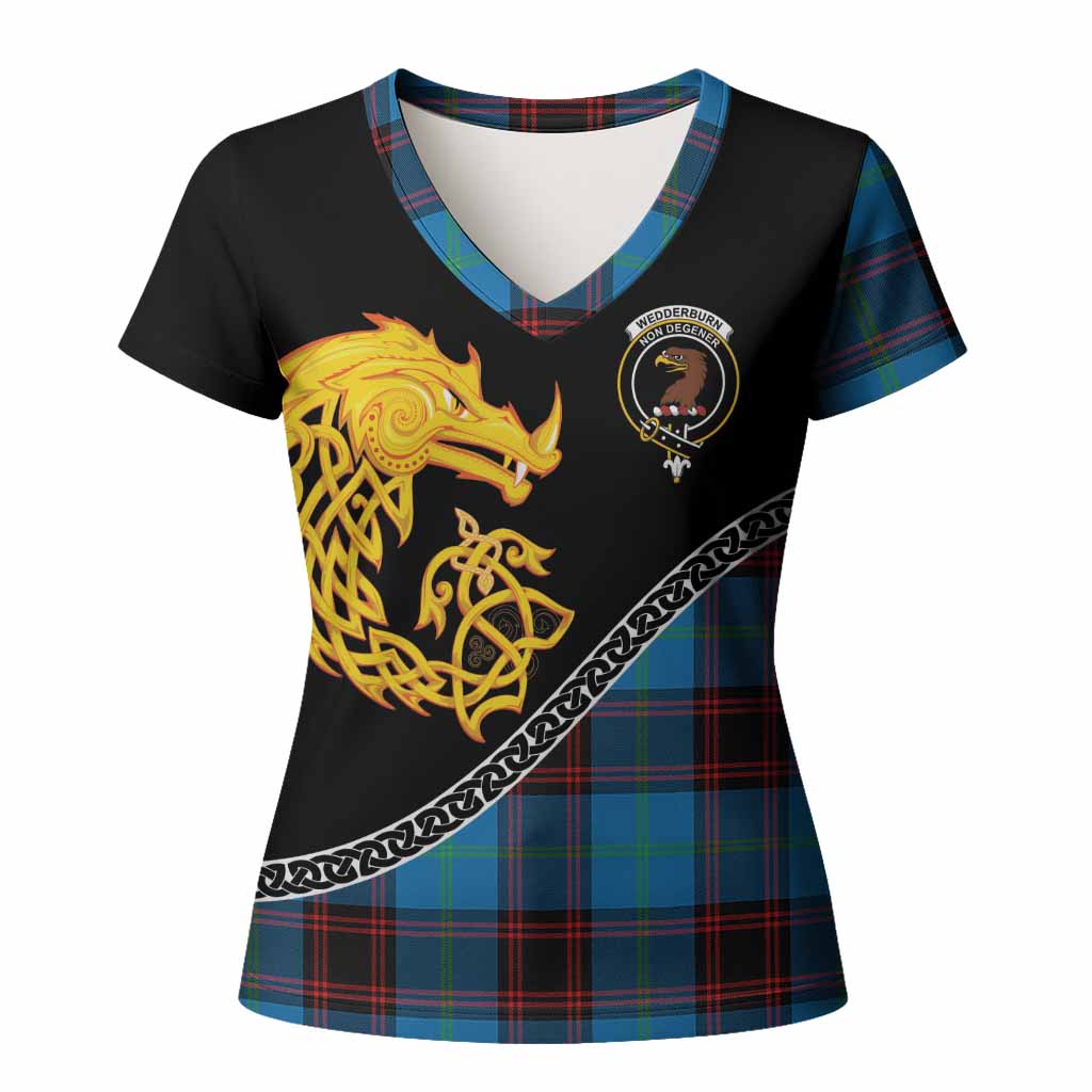 Wedderburn Tartan Crest Women T shirt Legendary Dragon Knot Half Style