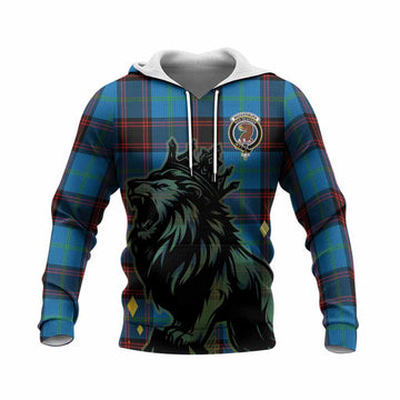 Wedderburn Tartan Family Crest Knitted Hoodie Crowned Lion Roaring