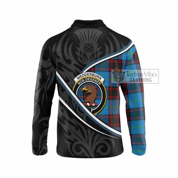 Wedderburn Tartan Family Crest Long Sleeve Polo Shirt Celtic Scottish Thistle Floral - Tartan Vibes Clothing