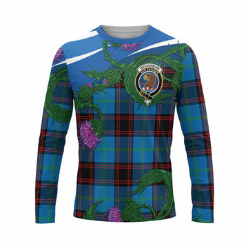 Wedderburn Tartan Family Crest Long Sleeve T-Shirt Thistle in Minimalism