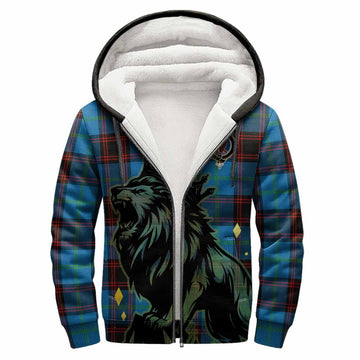 Wedderburn Tartan Family Crest Sherpa Hoodie Crowned Lion Roaring