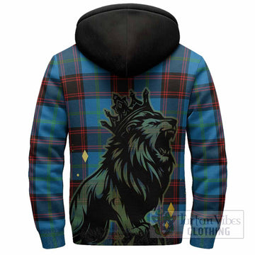 Wedderburn Tartan Family Crest Sherpa Hoodie Crowned Lion Roaring