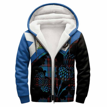 Wedderburn Tartan Family Crest Sherpa Hoodie Scotland Thistle Floral Flag Style