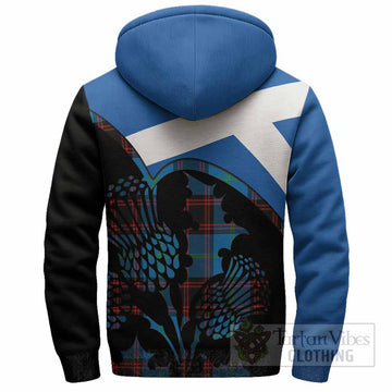 Wedderburn Tartan Family Crest Sherpa Hoodie Scotland Thistle Floral Flag Style