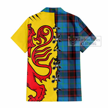 Wedderburn Tartan Family Crest Short Sleeve Button Shirt Lion Rampant Honor - Tartan Vibes Clothing