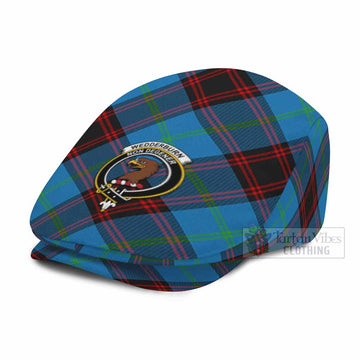 Wedderburn Tartan Flat Cap, Jeff Cap Cross Style with Family Crest