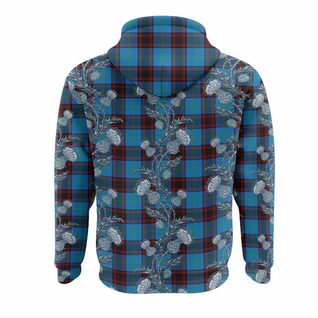 Wedderburn Tartan Hoodie Seamless Scottish Thistle Flowers