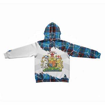 Wedderburn Tartan Kid Hoodie with Family Crest and Lion Rampant Grunge Style