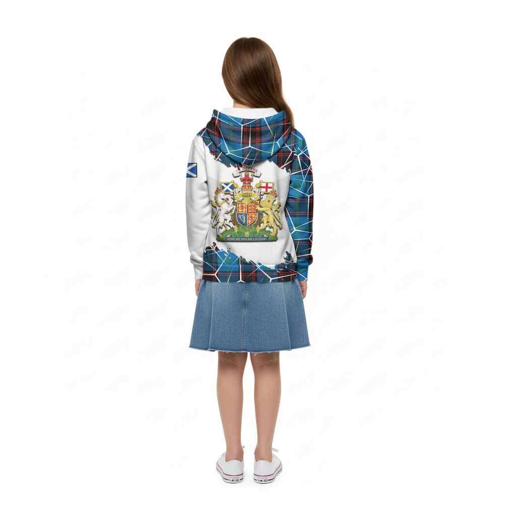 Wedderburn Tartan Kid Hoodie with Family Crest and Lion Rampant Grunge Style