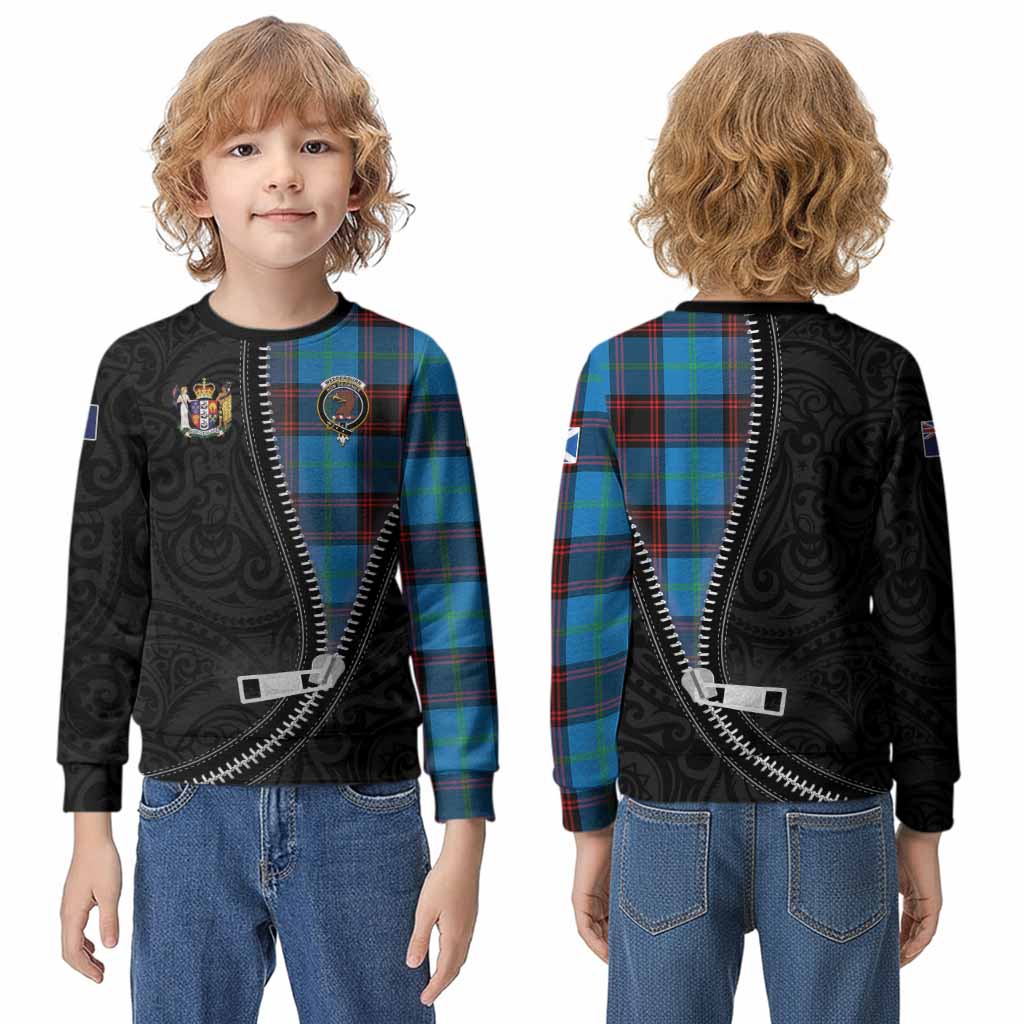 Wedderburn Tartan Kid Knitted Sweatshirt New Zealand Pattern Unique Zipper Stylized